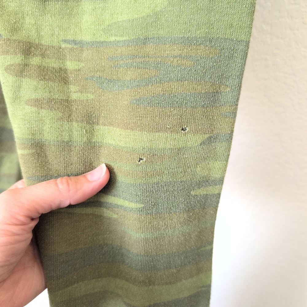 Aviator Nation Camo Rainbow Stripe Jogger Sweatpants Green Women M FLAWS - Picture 6 of 8